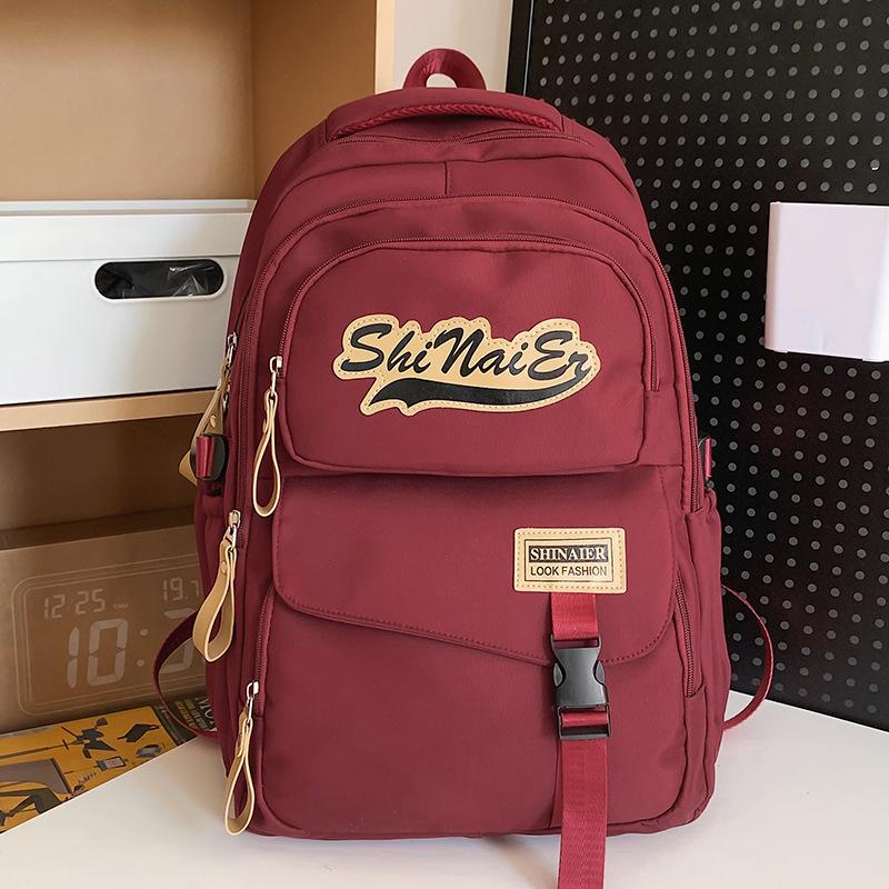 

School bag children, elementary school students, girls, junior high school students, high school students, burgundy backpack, male college student