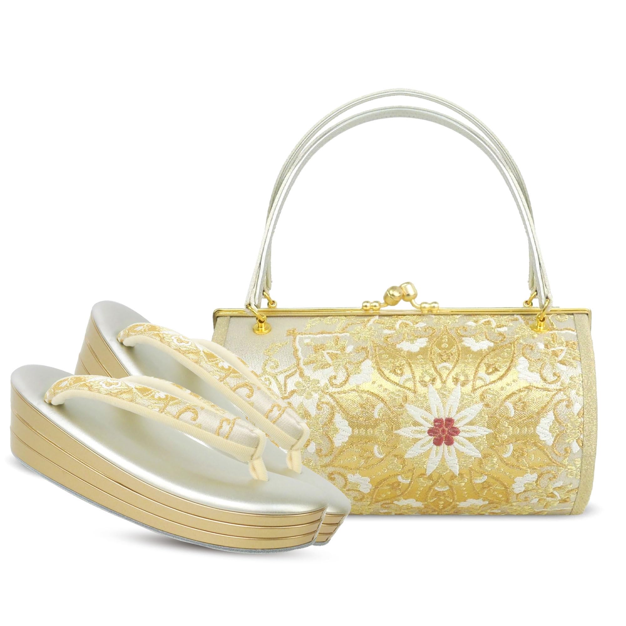 

Zori Bag Pure Thick 3 Piece Made by Iwasa Nishijin Made in Osaka Zori Cooperative Association [NISHIORI] Set, Furisode, Women s, Silk, Obi, Sole, білий