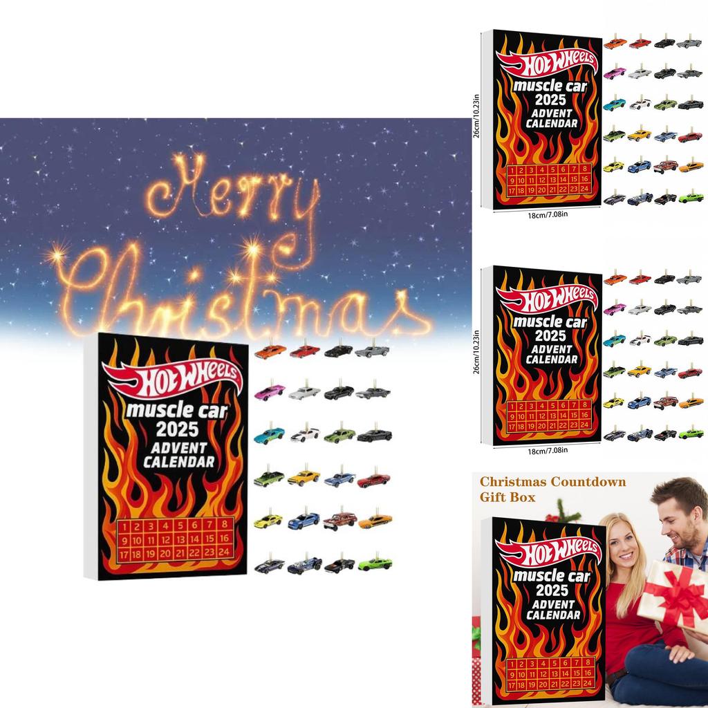 Muscle Car Christmas Advent Calendar With Acrylic Ornaments For Holiday Party Gifts