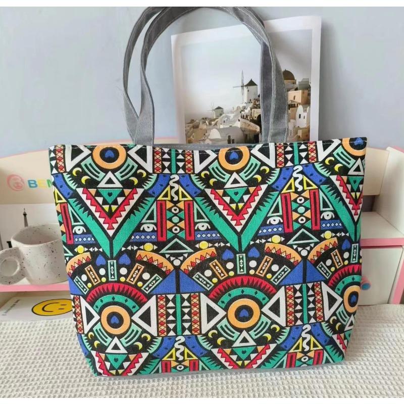 New printed bag large capacity tote bag literary flower cloth student bag shoulder portable canvas women's bag