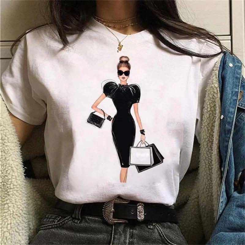 Women Casual Short Sleeves Tshirt Harajuku Sexy Women Print T Shirt Fashion Korean Trendy White Tops Female Tshirts