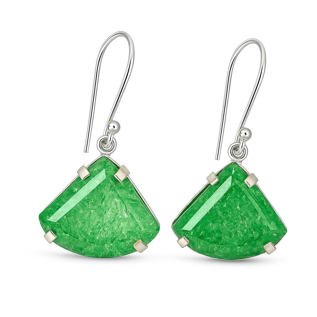 

Fancy Green Emerald 62 Ct CERTIFIED 925 Sterling Silver Natural Stone Earring AI-134-NS 42.6 mm approx. зелений