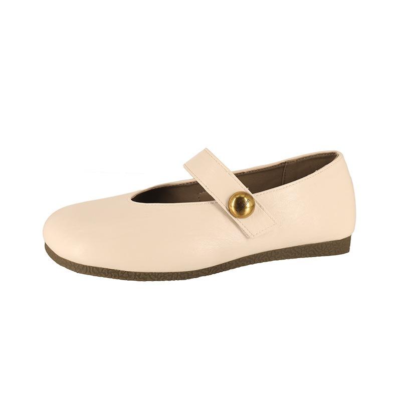 Fashion Hot Selling 2025 Retro Square Head Mary Jane Leather Shoes Women Summer New Flat Soft Bottom Single Shoes Casual Ladies Flats