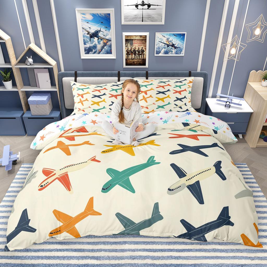 Comforter Homewish Cartoon Airplane For Children Transportation Theme Bedding Set Aircraft Plane Comforter Set