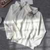 Plush Women's Shirt Preppy Style White Ladies Blouse Korean Version Loose Long Sleeved Spring and Autumn Tops