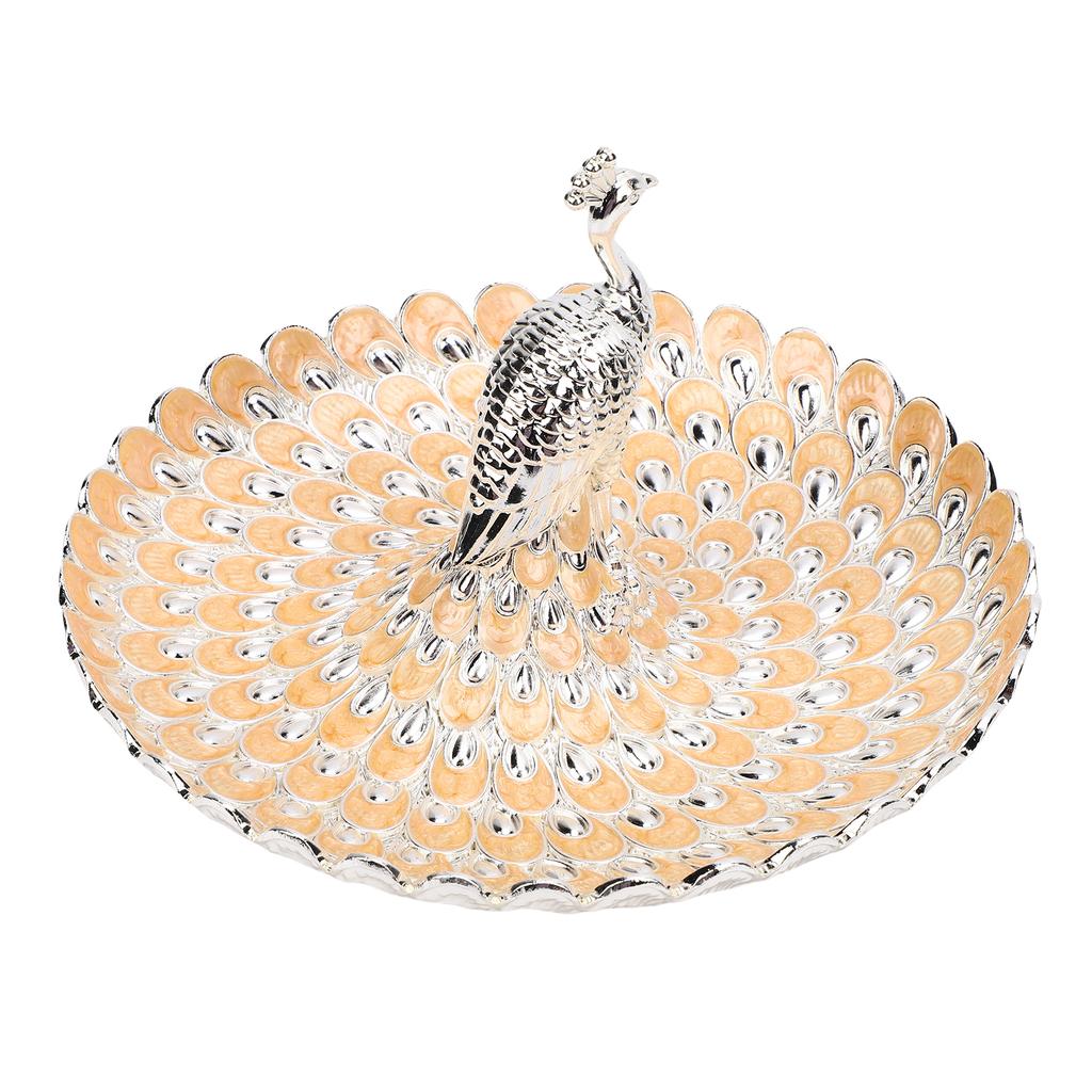 Peacock Fruit Tray Zinc Alloy Metal Peacock Plate for Bread Snacks Cakes   Candies