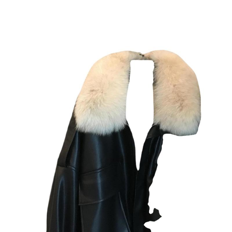 Autumn and Winter New Products Fleece Thickened Leather Jacket Short Removable Imitation Fox Fur Fur Collar Fur Integrated Coat Women