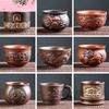 4 Pcs Yixing Hand-carved Dragon Purple Clay Teacups Raw Ore Handmade Master Cup Chinese Teaware Supplies Household Drinkware
