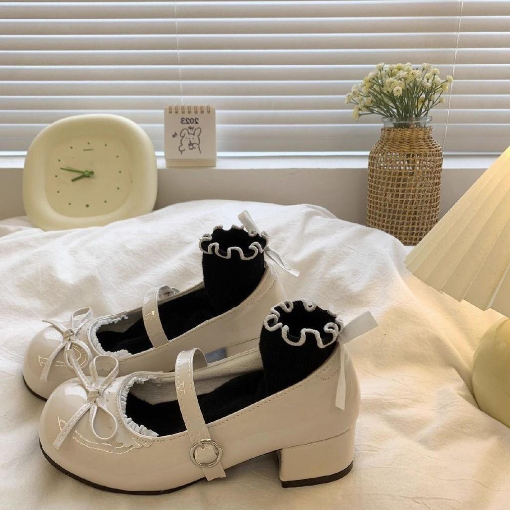 2025 Spring and Autumn New Korean Temperament Round-toe Bow Mary Jane Shoes Sweet and Versatile British-style Leather Shoes