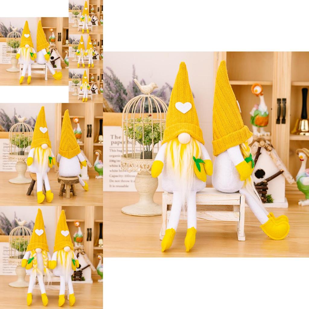 Whimsical Yellow Knitted Lemon Gnome Figure Ideal For Summer Themed Parties And Home Styling