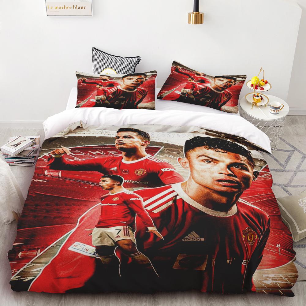 Duvet Cover Duvet Cover Football Star CR7 Soccer 3D Bedding Set Boys Girls Twin Queen Size Bed Boys Adult Fashion Home Textile
