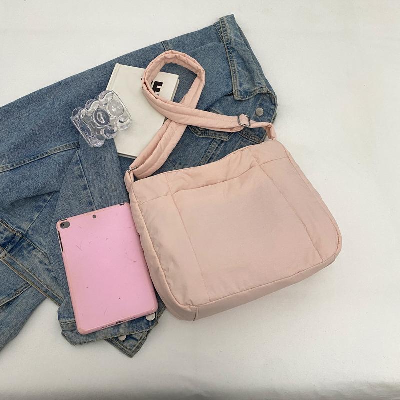 Women Simple Tote Bag Solid Color Puffer Shoulder Crossbody Bag Large Capacity Fashion Laptop Handbags for Travel Work ARI