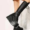 Men Women Formal Boots LaceUp RoundToe New Black Doratasia Gothic Fashion Round Toe Side Zipper Lace Mid Calf Ins Christmas Street Party Shoes Woman
