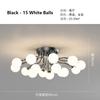 SANDYHA New LED Black Gold Chandeliers Clear Star Milk White Glass Ball Ceiling Lamp with Crystal Live Room Decor Pendant Lights