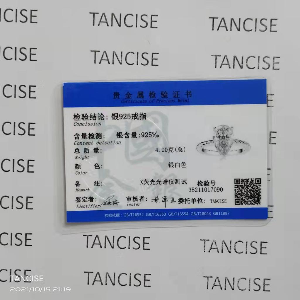 Tancise Classic 925 Sterling Silver  Zircon Ring Ladies Jewelry Wedding Promise   Party Gift