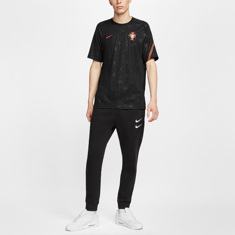 Nike Portugal Men's Pre-Match Short-Sleeve Soccer Top Black Red CD2579-010
