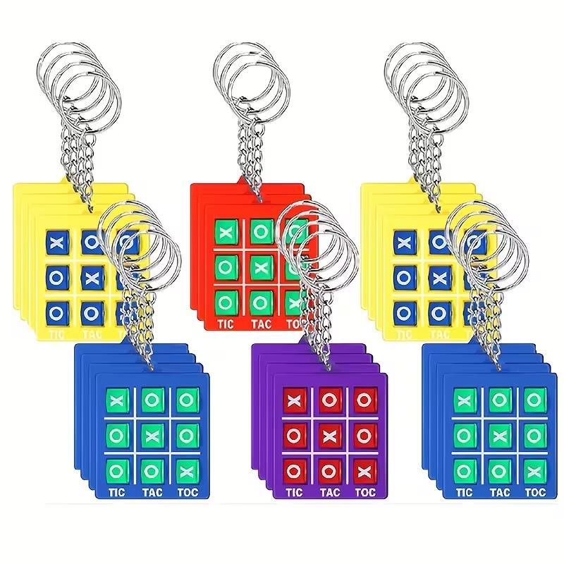 

4/8/12pcs Mini Tic-Tac-Toe Keychain Kids Birthday Party Favors Goodie Bag Pinata Filler Classroom Prizes Educational Toy Game 4Pcs