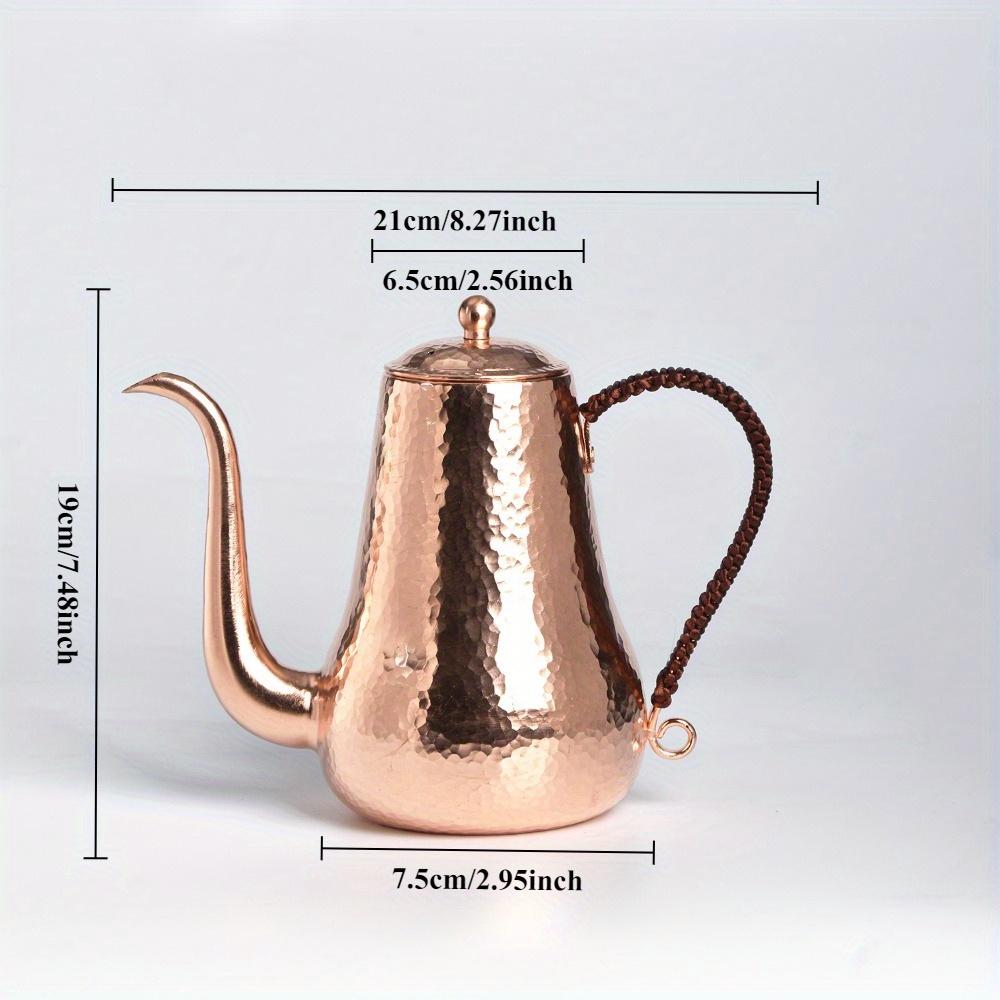 1L Handmade Pure Copper Coffee Pot Purple Copper Fine Mouth Hand Brewed Coffee Pot Hammer Patterned Copper Pot