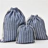 3pcs/set Stripe Cosmetic Drawstring Makeup Bag Travel Organizer Storage Pouch Cotton Blue Red Brown Line Jewelry Party Bags