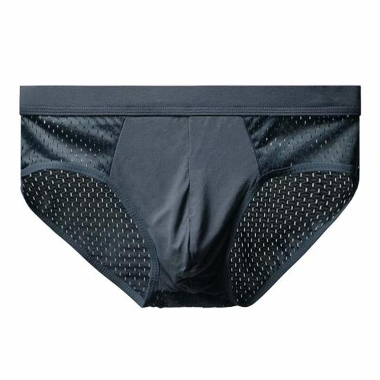 Men Briefs Mesh Stretchy Plus Size Hollow Out Tummy Tightening Underpants for Home