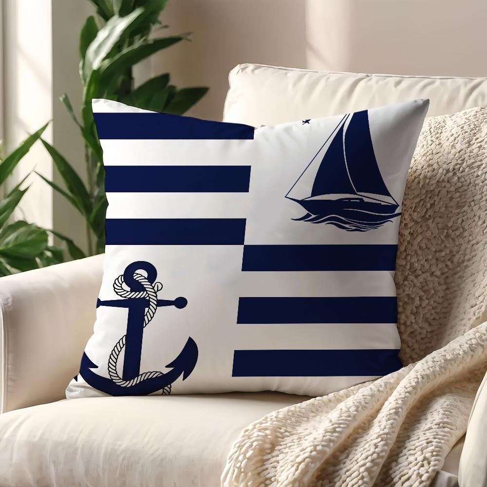 NNordic Dark Blue Nautical Collection cushion cover For Pillow Printing Sofa Decoration Home Car Room Office Nordic Simplicity