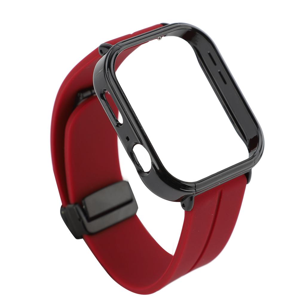 Watch Strap with Black Protective Case Magnetic Folding Buckle Quick Release Compatible Silicone Strap For Watch Fit 3