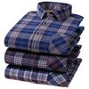 Thickened Long Sleeve Men's Shirt Winter Warm Elastic Fleece Lined One Piece Velvet Plaid Dad Clothes Middle Age Shirt