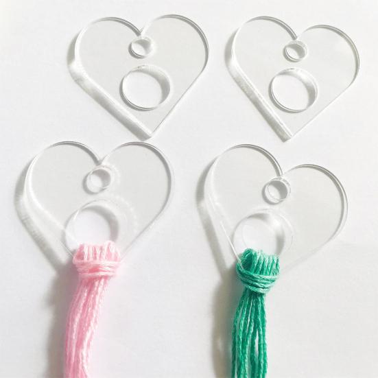 11 Stück Transparente Stickgarnspule Herzform DIY Handarbeits Basteln Nähen Baumwollgarn Aufwickelbrett Kartenhalter mit Loch