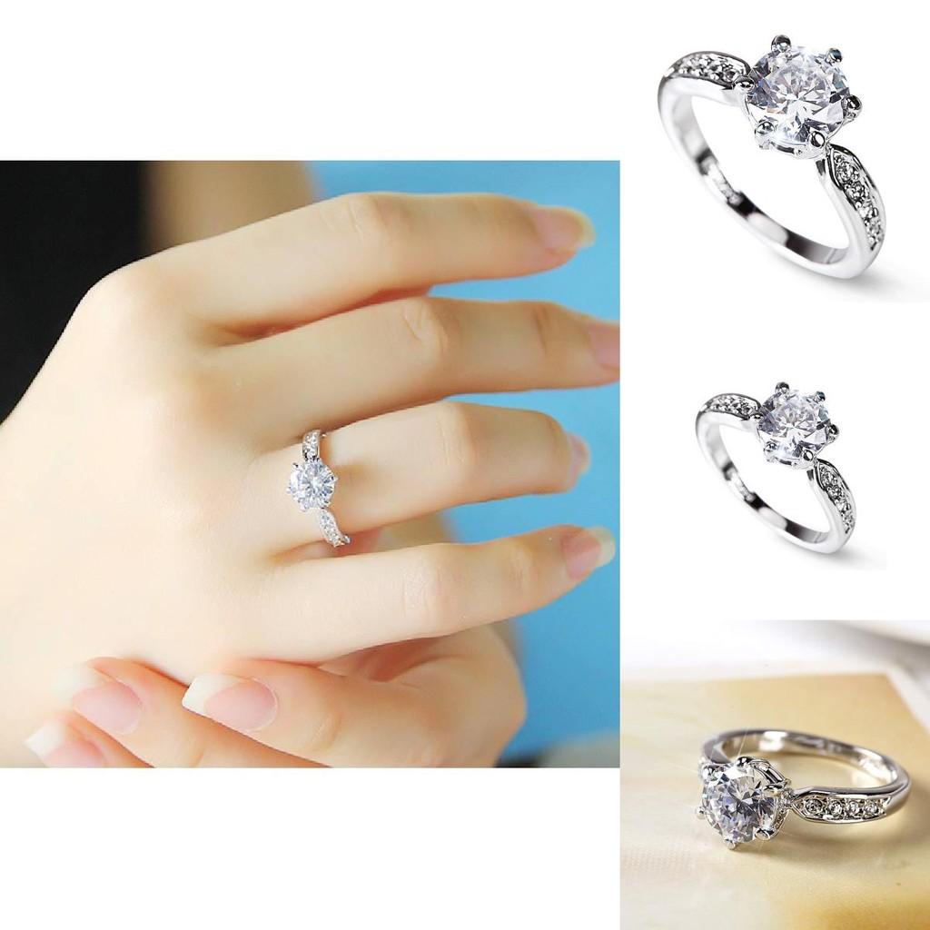 Elegant Womens Geometric White Copper Ring With Faux Diamond For Weddings And Engagements