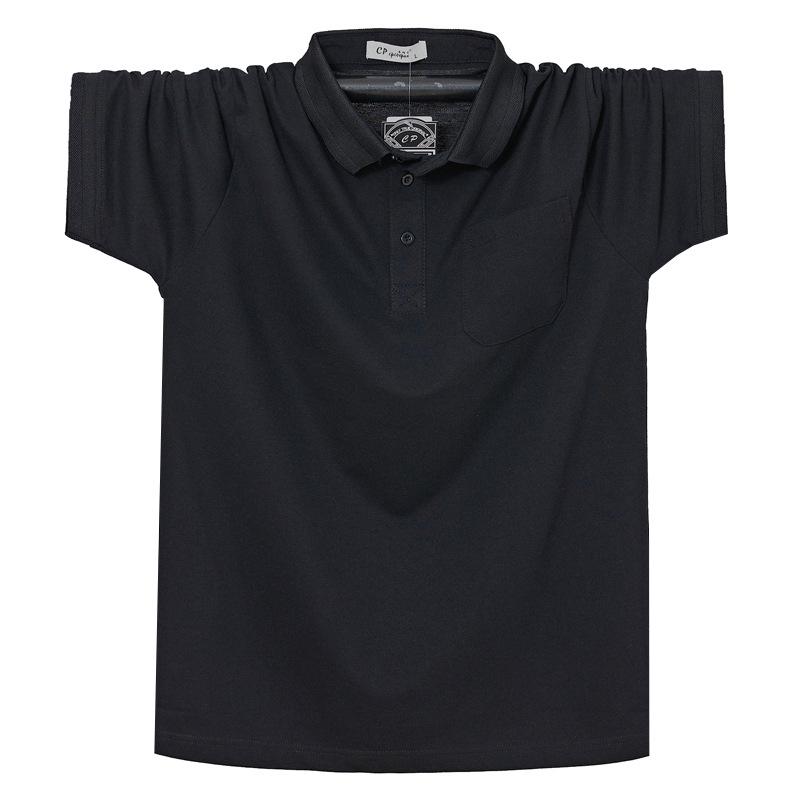 

7XL Plus Size Turn-Down Collar Pocket Short Sleeve Cotton Polo for Middle-Aged Men L