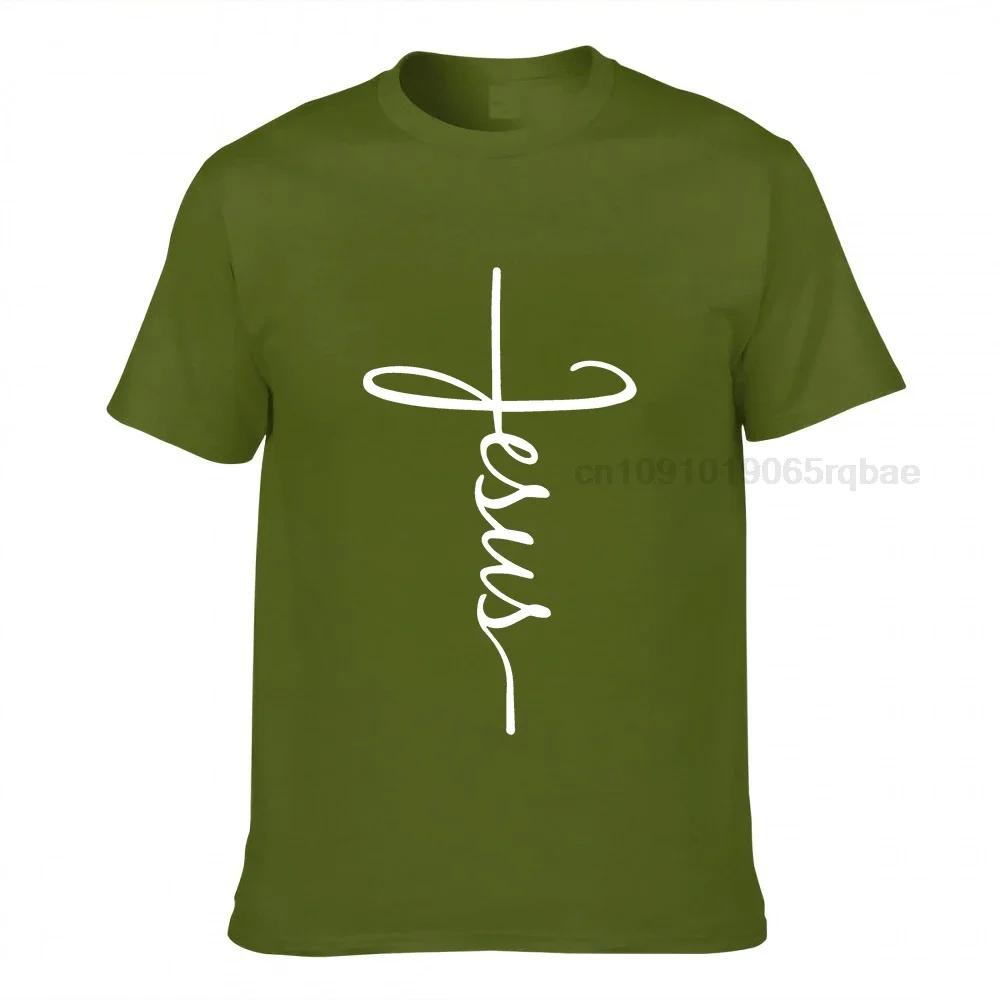 Jesus Christ On The Cross God T Shirt Unisex Pure Cotton Leisure Tshirt Oneck Christian Tee Tops Summer Streetwear Merch