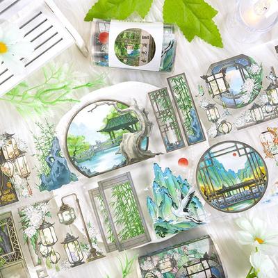 Washi Tape im antiken Stil - Kostenloser Versand | Hintergründe mit Hof- und Bergmotiven zur Planner-Dekoration