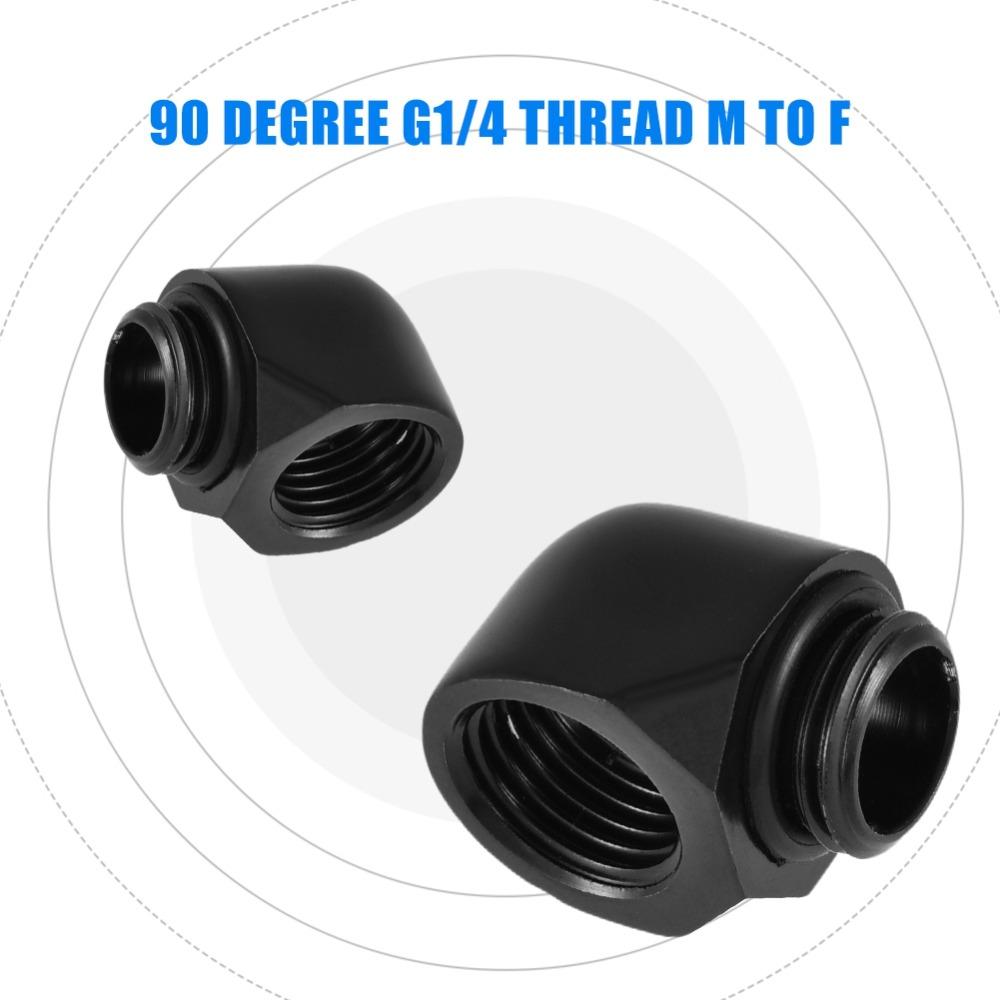2PCS Black/Silver Water Cooling System Adapter 90 Degree Right Angle Elbow Cooling System