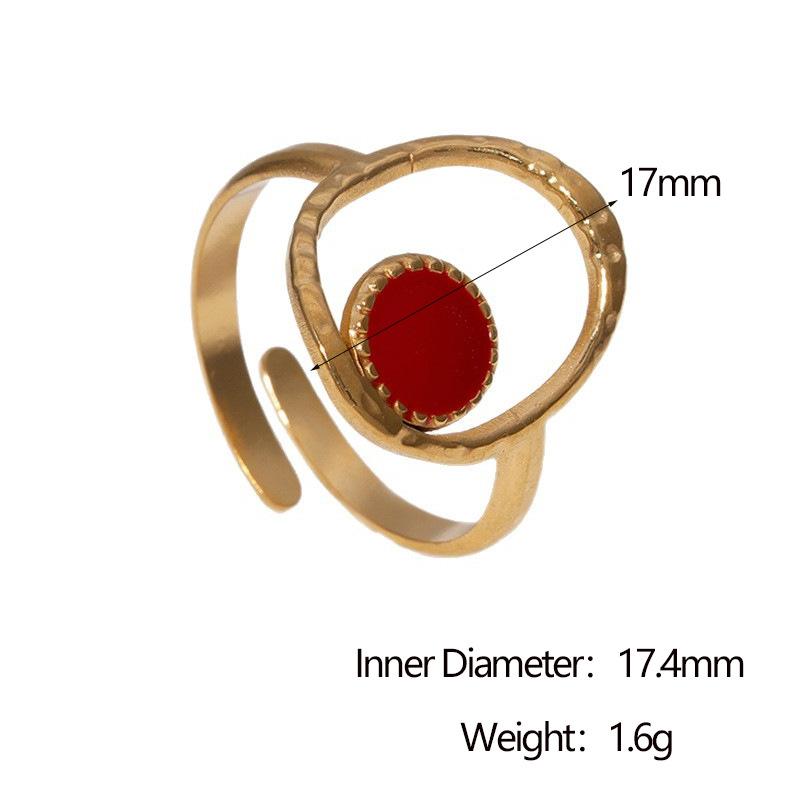 Stainless Steel Oval Drip Oil Opening Rings for Women Men French Style Vintage Hollow Adjustable Rings Banquet Jewelry Wholesale