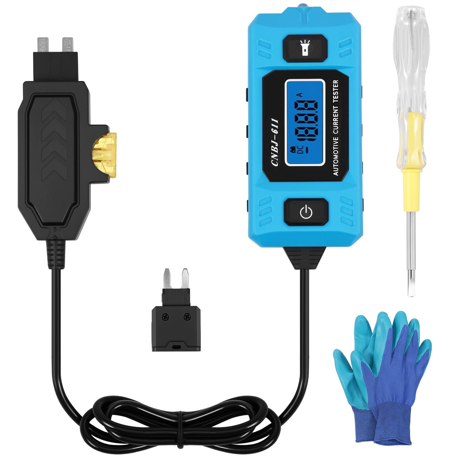 Automotive Fuse Current Tester 2 in 1  Car Leakage Analyzer Fault Tester Automotive Fuse Current Testing Tool LCD Display синий