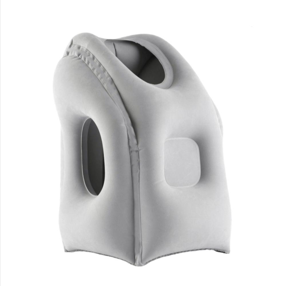 PVC Material Office Nap Pillow Air Cushion Headrest Inflatable Travel Pillow Grey Head Support Chin Support Pillow Bus Train