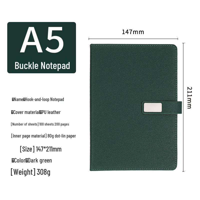 Business A5 Faux Leather Buckle Notebook - Office Stationery for Meeting Minutes and Work Notes.