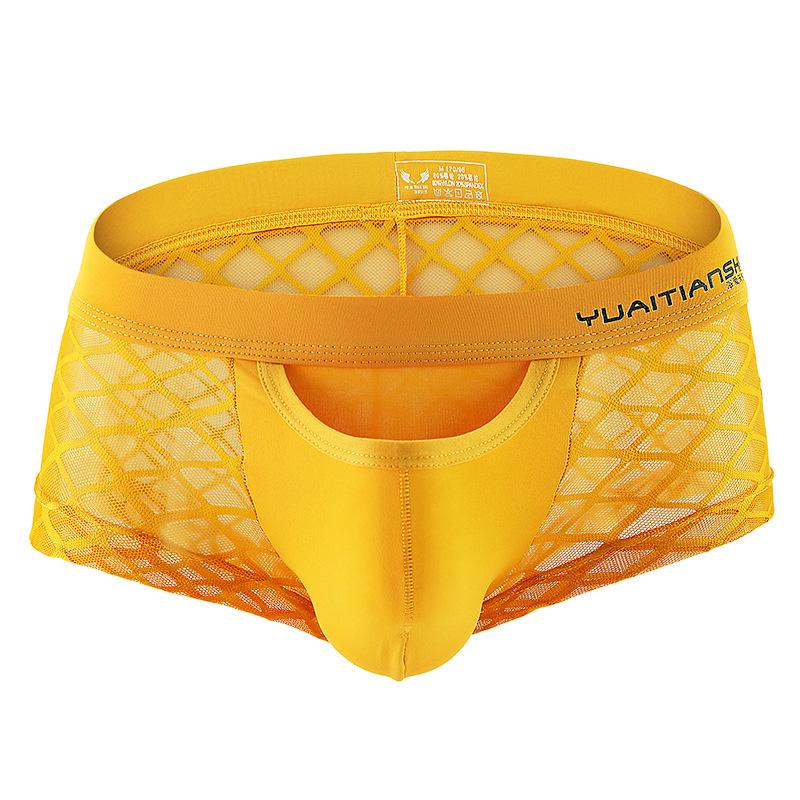 Spot Plus Size Men's Breathable Lace Mid-Waist Boxer Briefs