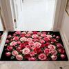 Roses Bathroom Rug Super Absorbent Diatomaceous Earth Bath Mat Non-Slip Door Mat Floral Floor Mat for Kitchen Entrance Shower