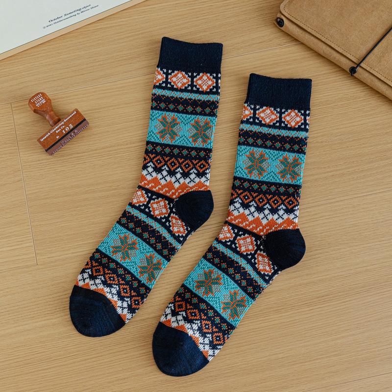 

10Pair Ethnic Style Socks Men S Double-Needle Thick-Thread Medium Tube Socks Autumn And Winter Thickened Mori Retro Men S Socks Casual Business Socks One size fits all чорний