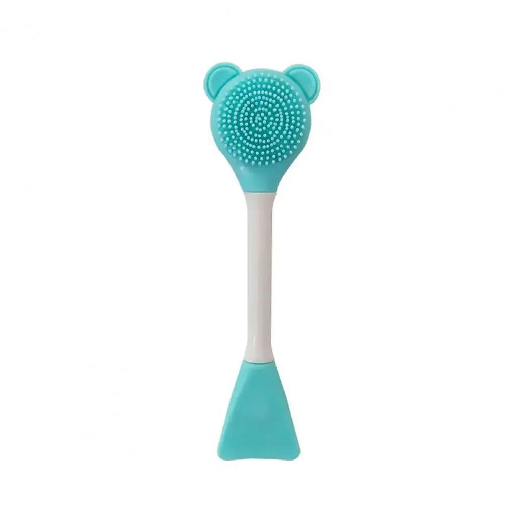 

Bear Silicone Double Head Face Mask Brush Facial Exfoliate Blackhead Removal Cleanser Brush Mud Film Facial Brush Skin Care Tool зелёный
