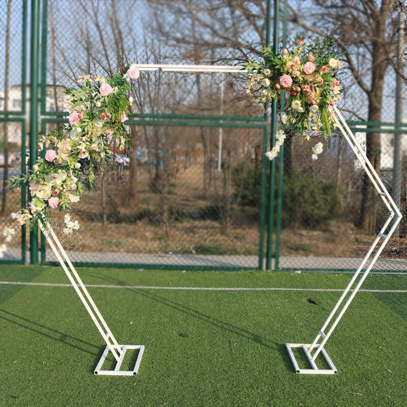 Geometric Hexagonal Wedding Arch with Floral Decor Set