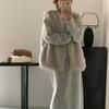 Lazy Loose Crew Neck Sweater Skirt Set Autumn and Winter Versatile Knitted Sweater Two-piece Set