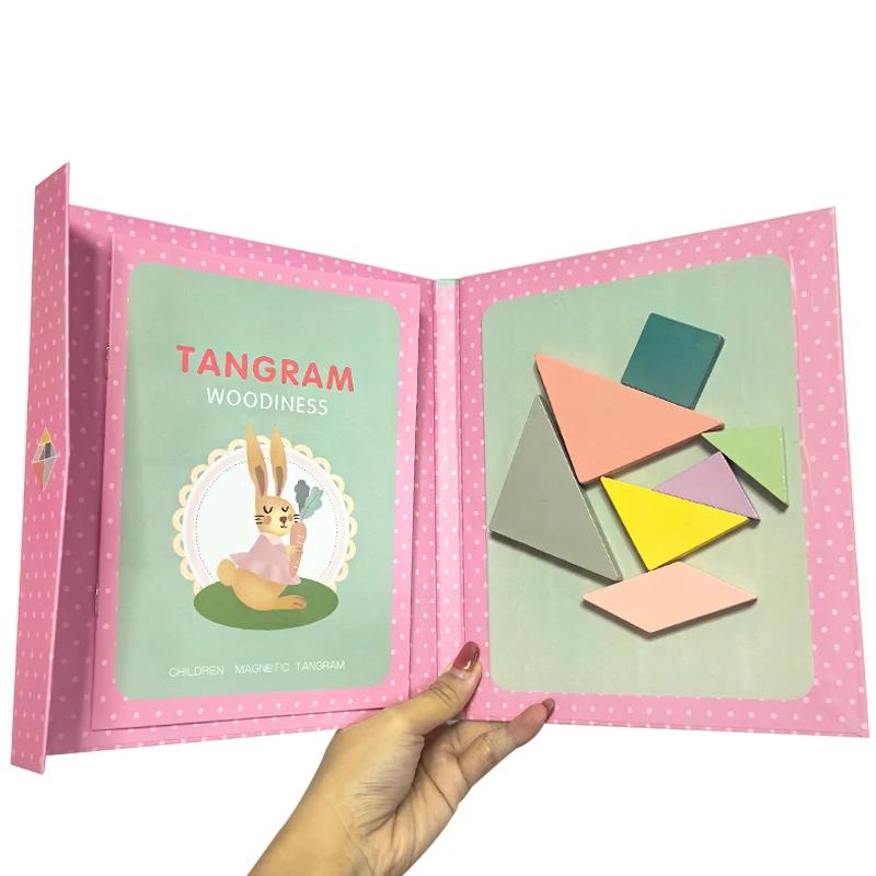 

Wooden Jigsaw Magnetic Tangram Puzzle Book Educational Toys for Children Baby Kid Portable Montessori Learning Intelligence Toys
