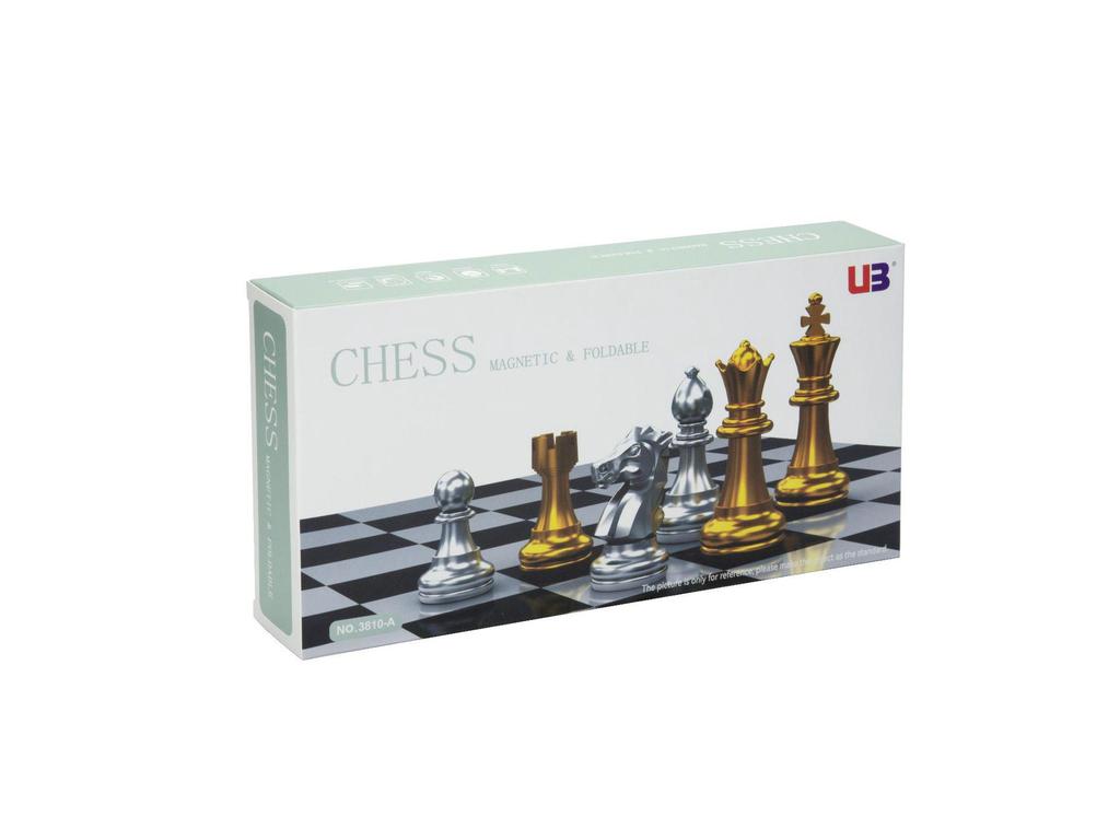 UB Union Magnetic Gold & Silver Folding Chess Set - Plastic Desktop Leisure Toy, Perfect Student Gift