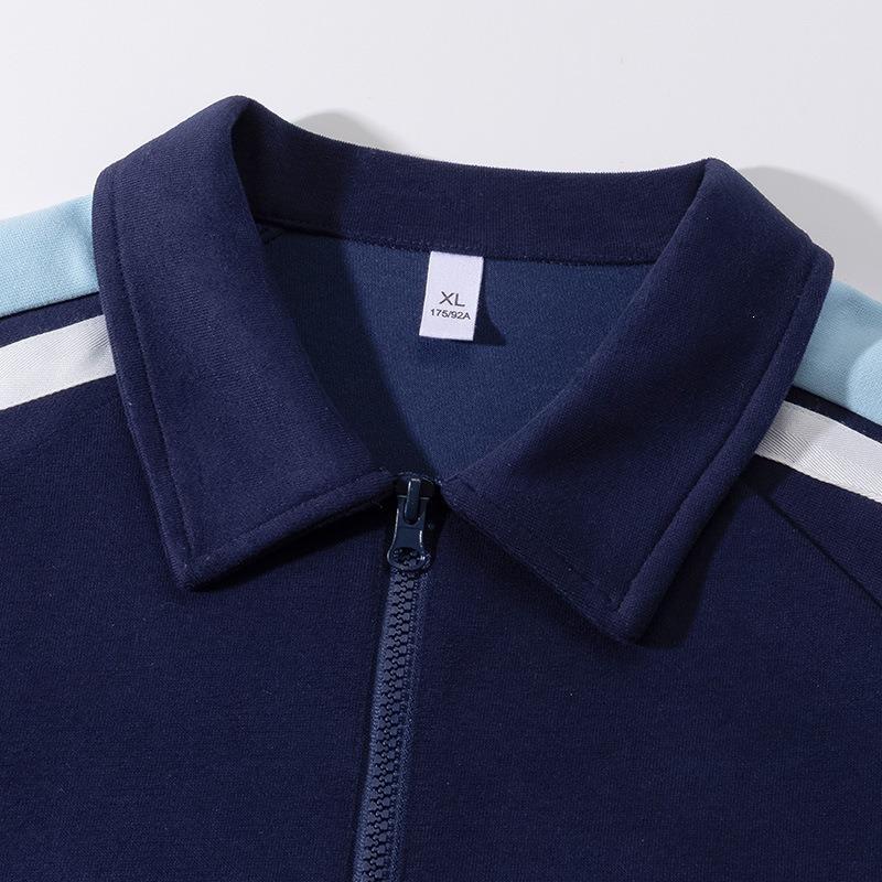 Men S Casual Striped Contrast Color Turn Down Collar Long Sleeve Polo Sweatshirt Loose Fit
