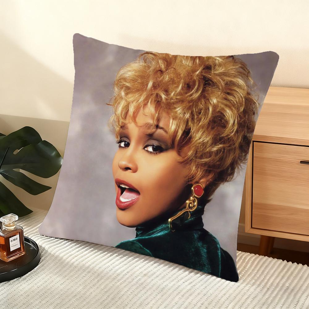 Cushion Cover Silky Short Plush Home Sofa Cushion Cover - Invisible Zipper Home Decoration Whitney Houston Album