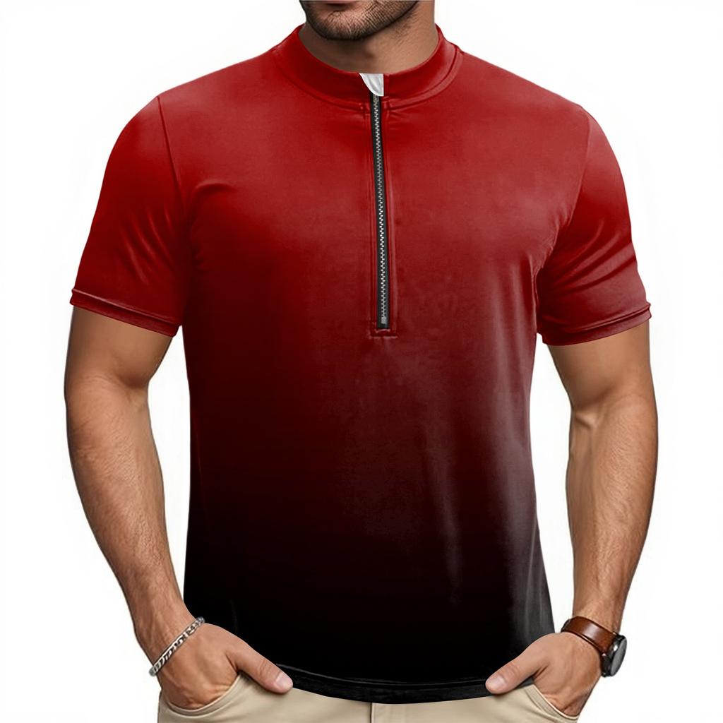 Herren Kurzarm Fahrradtrikot Atmungsaktiv Schnelltrocknendes Material Halber Reißverschluss Leichte Sportbekleidung für Outdoor-Sportarten