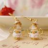 Enamel Chipmunk Teapot Earrings Trendy Pendant Necklace Stylish Woman Accessory