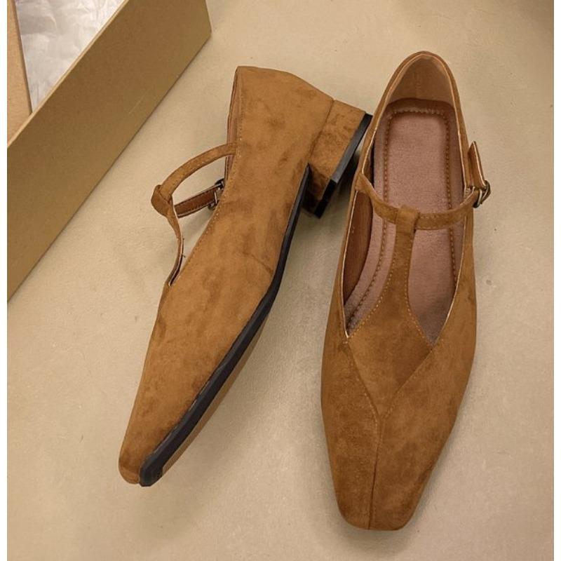 Moda Nuevo Retro Comodidad Zapatos de Ballet Mujer Casual Diario Tacón Bajo Correa de Hebilla Mary Janes Zapatos de Salón Mujer Zapatos De Muje